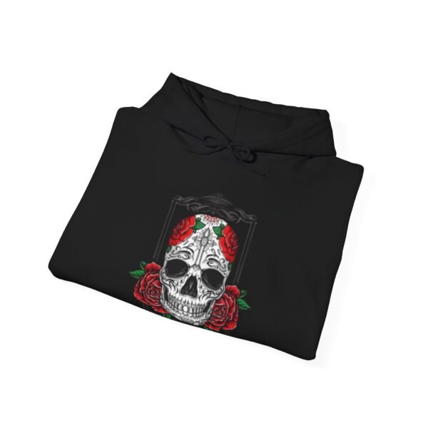 Skull Roses Tattoo Flowers Hoodie, Gothic Sweatshirt, Edgy Pullover, Dark Floral - Image 12