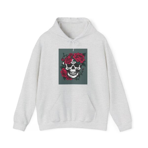 Skull Roses Tattoo Flowers Hoodie, Gothic Sweatshirt, Edgy Pullover, Dark Floral - Image 5