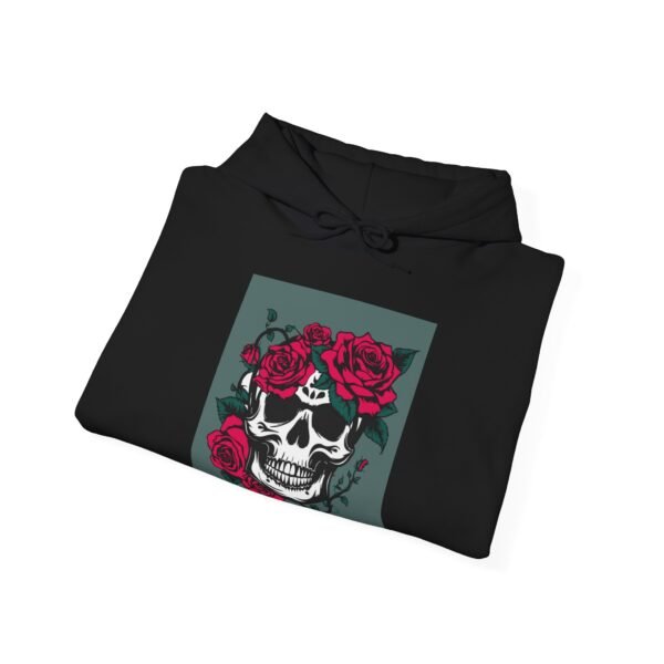 Skull Roses Tattoo Flowers Hoodie, Gothic Sweatshirt, Edgy Pullover, Dark Floral - Image 12