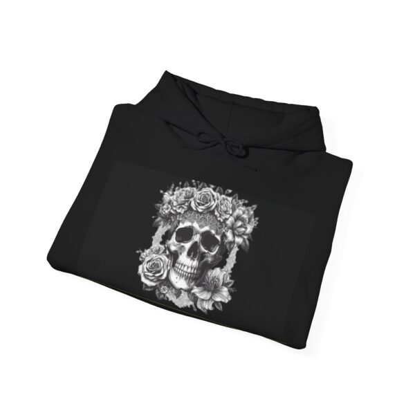 Skull Roses Tattoo Flowers Hoodie, Gothic Sweatshirt, Edgy Pullover, Dark Floral - Image 12