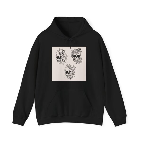 Skull Roses Tattoo Flowers Hoodie, Gothic Sweatshirt, Edgy Pullover, Dark Floral - Image 9