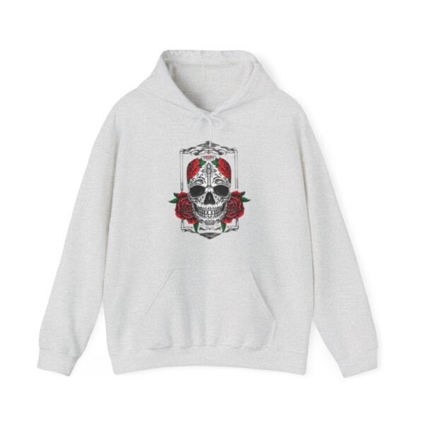 Skull Roses Tattoo Flowers Hoodie, Gothic Sweatshirt, Edgy Pullover, Dark Floral - Image 5