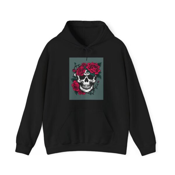 Skull Roses Tattoo Flowers Hoodie, Gothic Sweatshirt, Edgy Pullover, Dark Floral - Image 9
