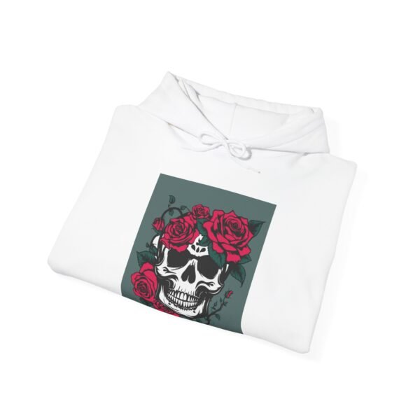 Skull Roses Tattoo Flowers Hoodie, Gothic Sweatshirt, Edgy Pullover, Dark Floral - Image 4