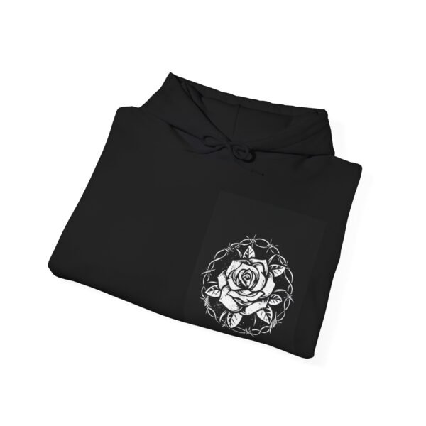 Skull Roses Tattoo Flowers Hoodie, Gothic Sweatshirt, Edgy Pullover, Dark Floral - Image 12
