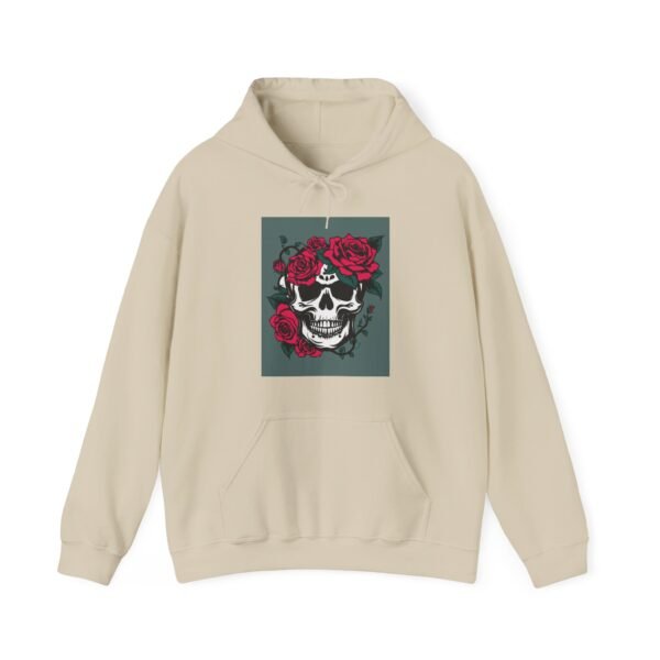 Skull Roses Tattoo Flowers Hoodie, Gothic Sweatshirt, Edgy Pullover, Dark Floral - Image 13