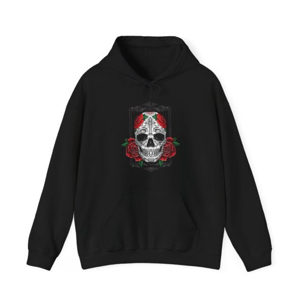 Skull Roses Tattoo Flowers Hoodie, Gothic Sweatshirt, Edgy Pullover, Dark Floral - Image 9