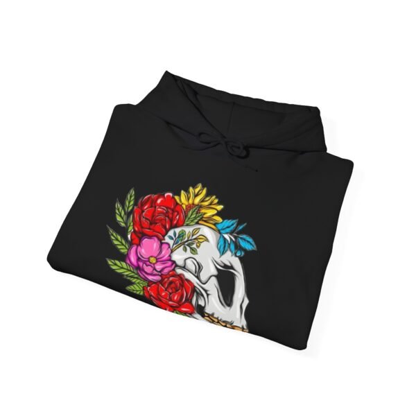 Skull Roses Tattoo Flowers Hoodie, Gothic Sweatshirt, Edgy Pullover, Dark Floral - Image 12