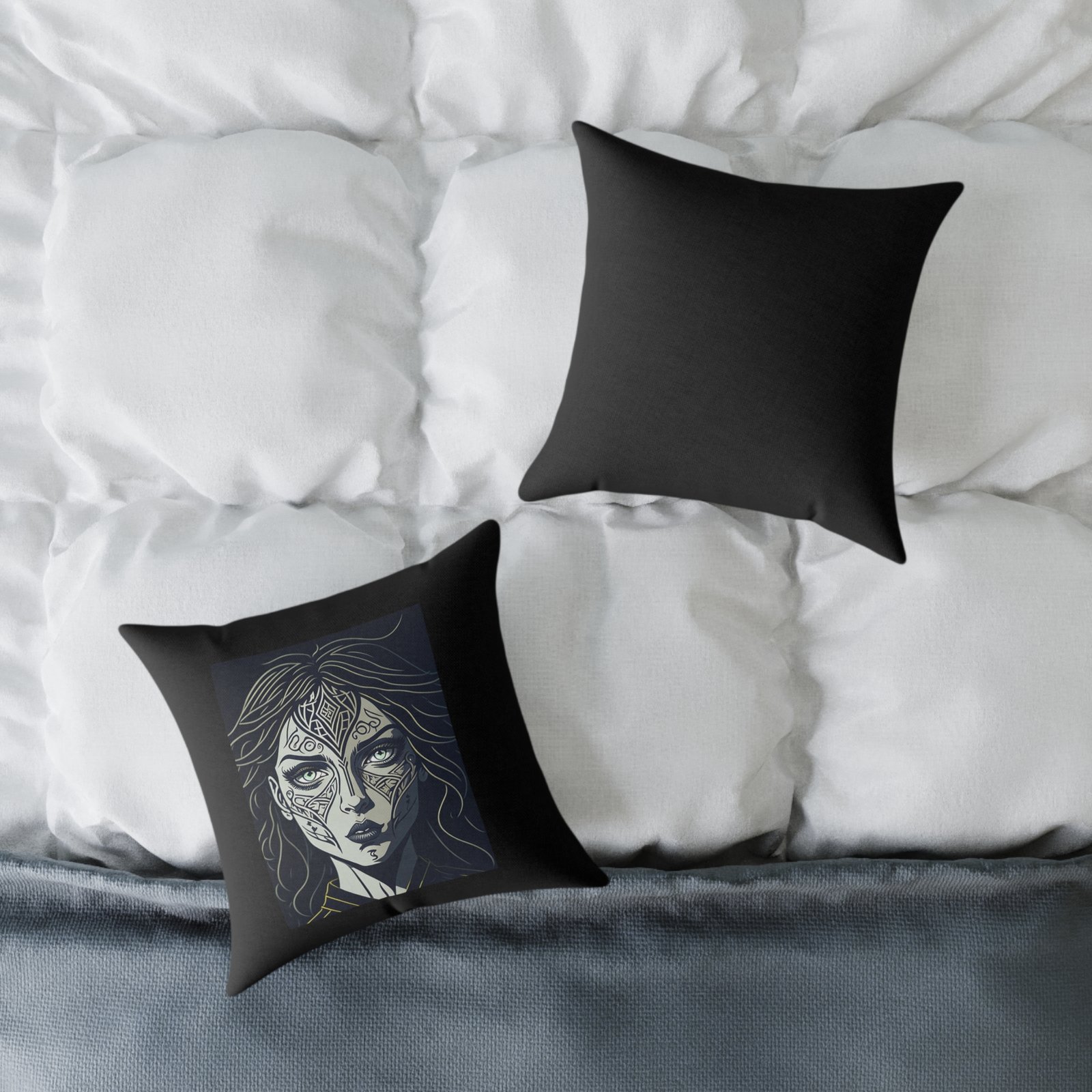 Subdued Print Square Poly Canvas Pillow - Image 4