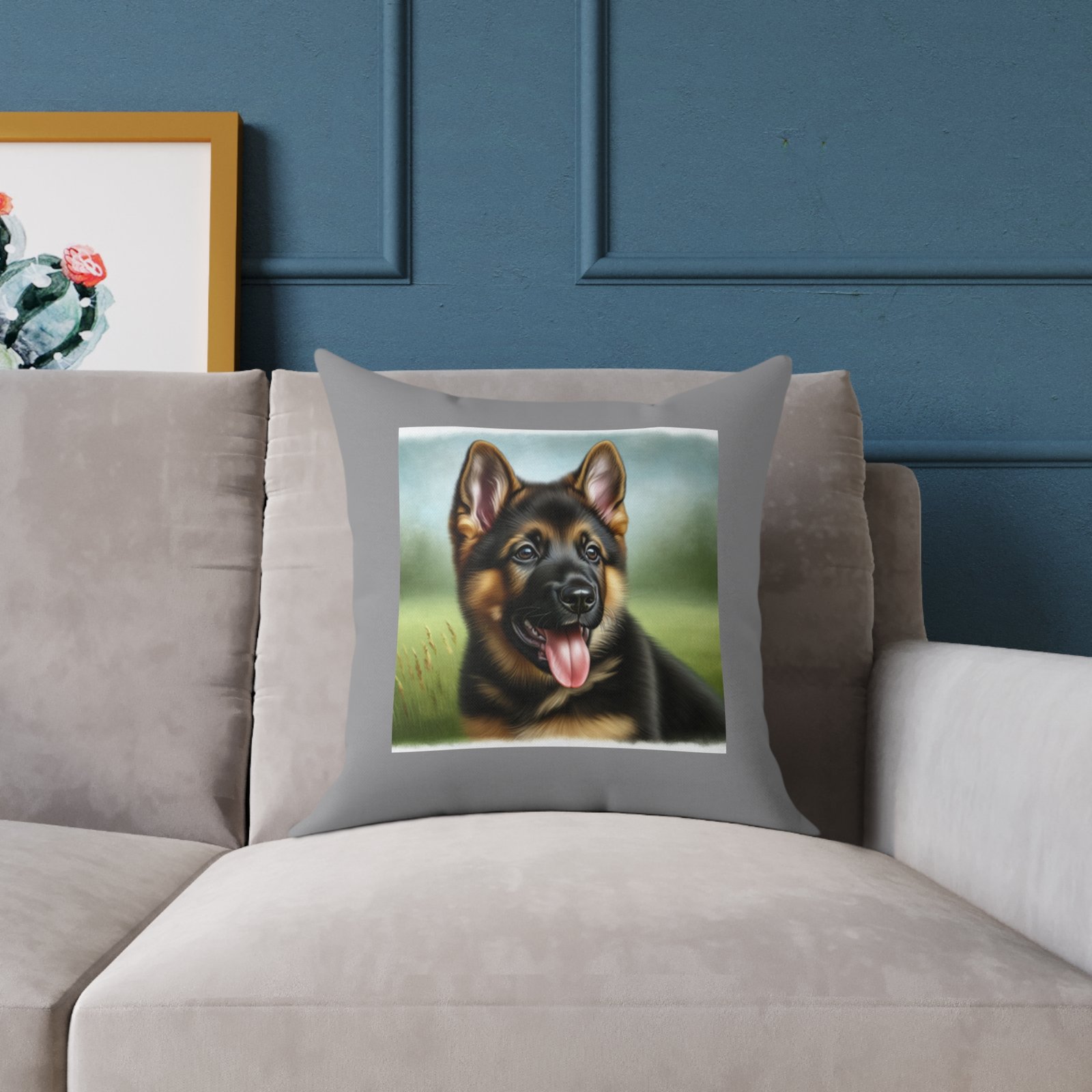 German Shephard Alsation puppy Dog Pet Cushion 08 Square Poly Canvas Pillow 08 - Image 7