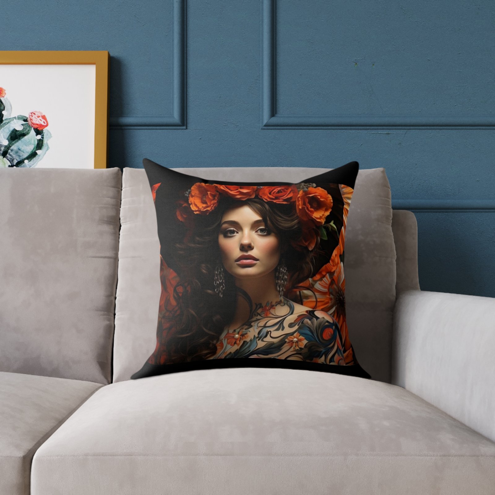 Soo Subdued Print Square Poly Canvas Pillow - Image 7