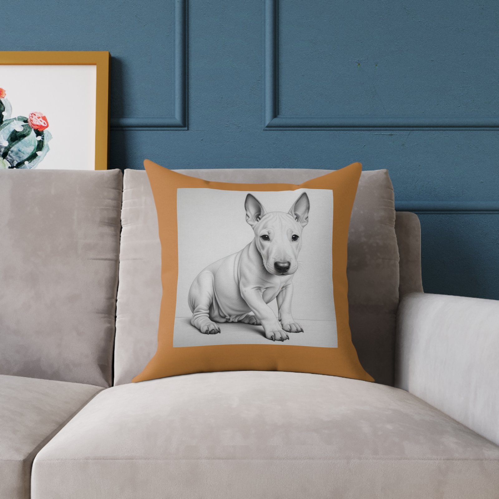 English Bull Terrier Square Poly Canvas Pillow - Image 7
