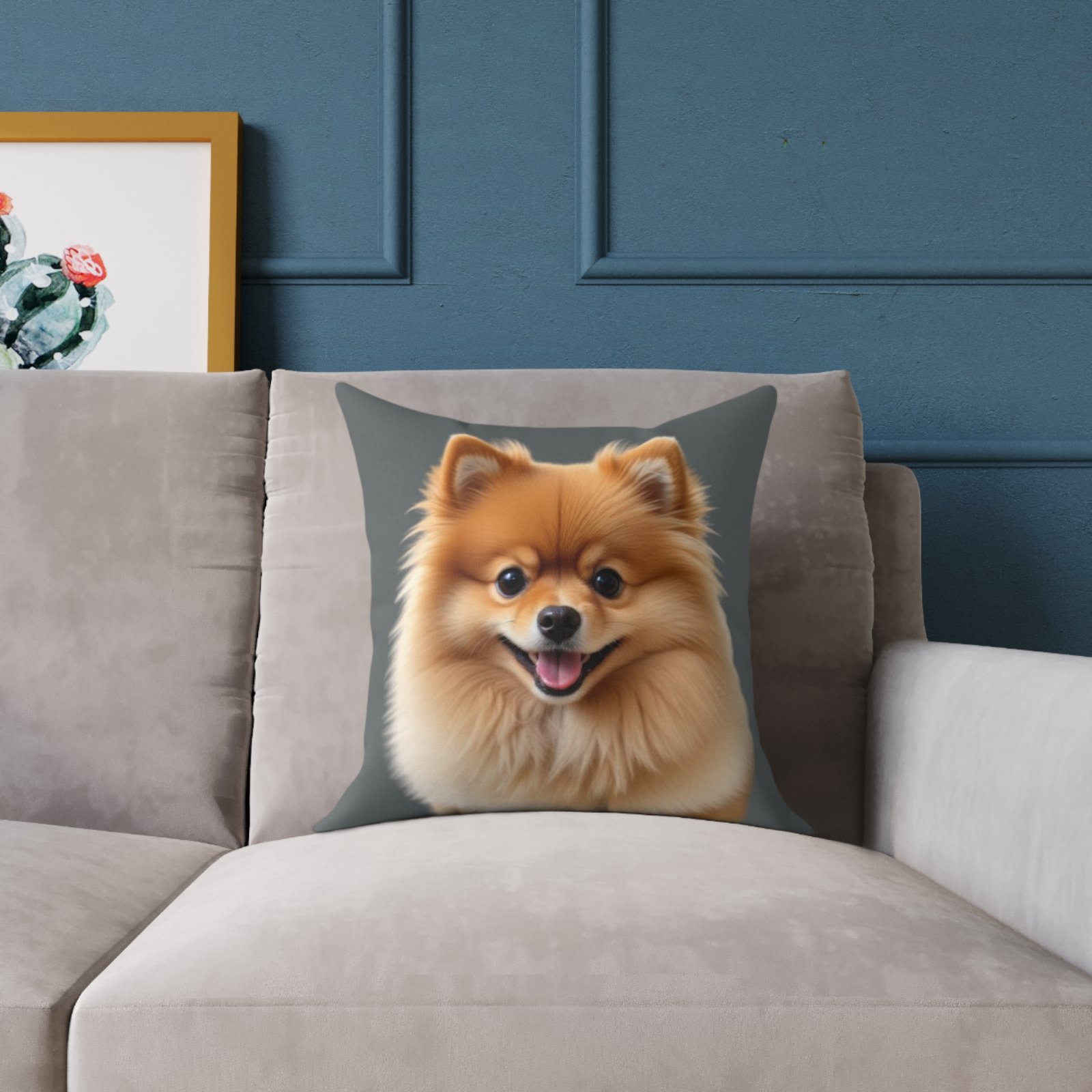 Pomeranian Dog Square Poly Canvas Pillow - Image 3
