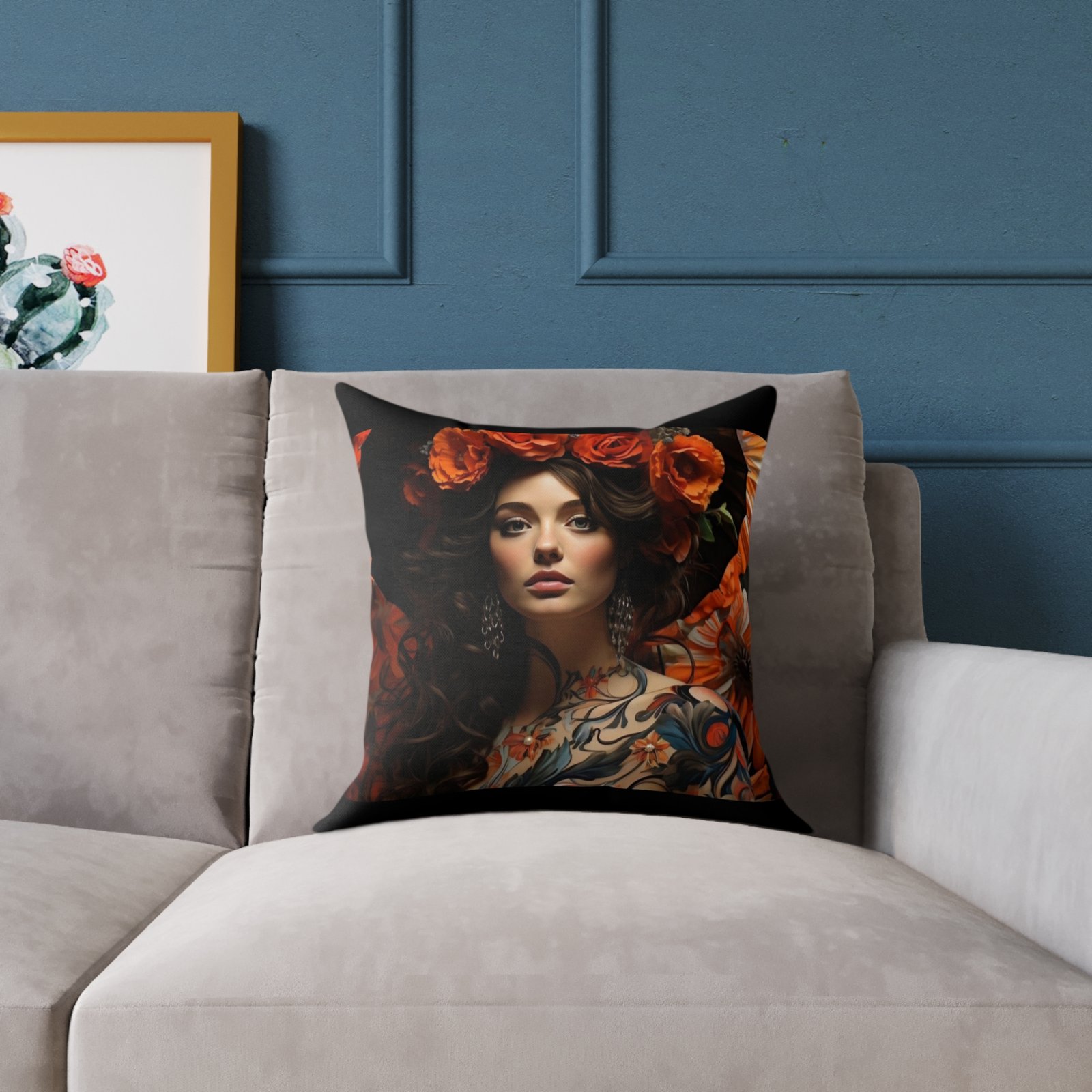 Soo Subdued Print Square Poly Canvas Pillow - Image 3