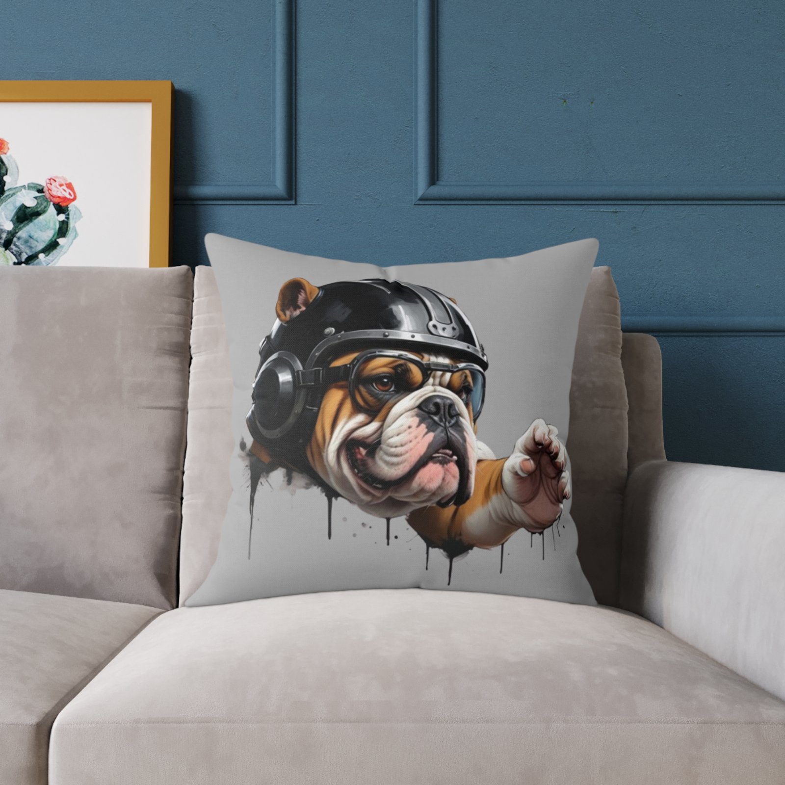 Flight Of The Bulldog Square Poly Canvas Pillow - Image 11