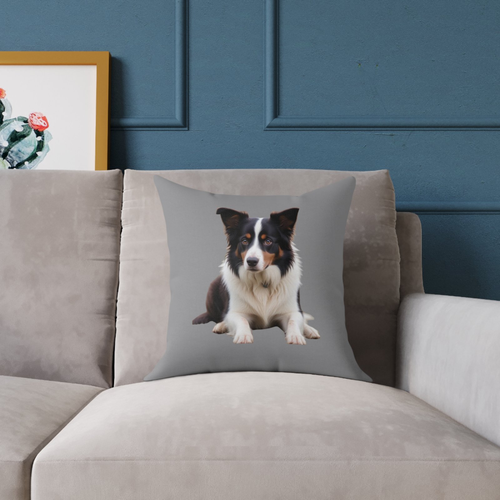 Border Collie Dog Pet Puppy Cushion 08 Square Poly Canvas Pillow 08 - Image 3