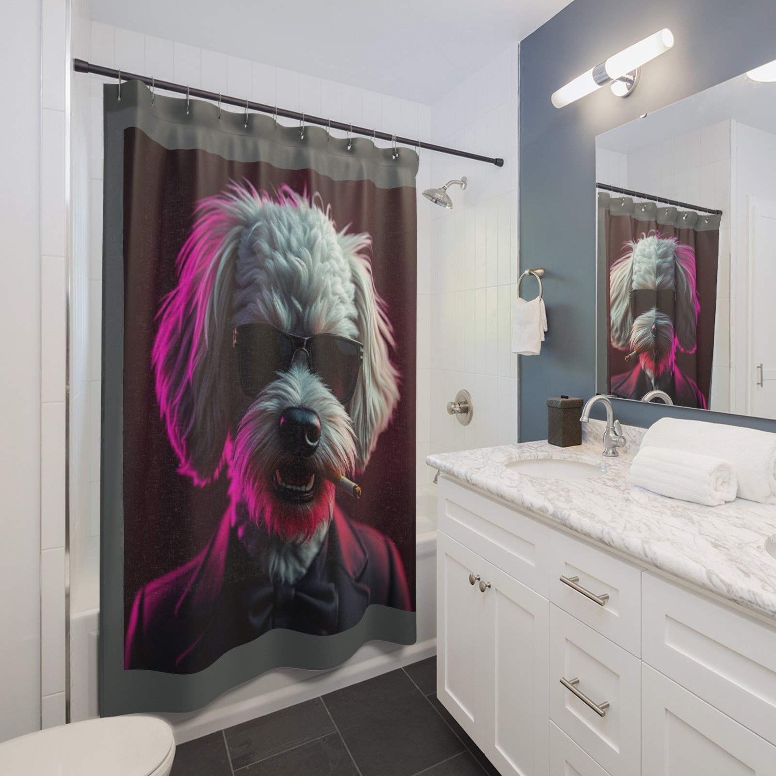 Pet Dog Lover Funny Shower Curtain | Cozy Pet Decor, Dog Lover Gift, Rustic Bathroom Accessory, Home Decoration - Image 3