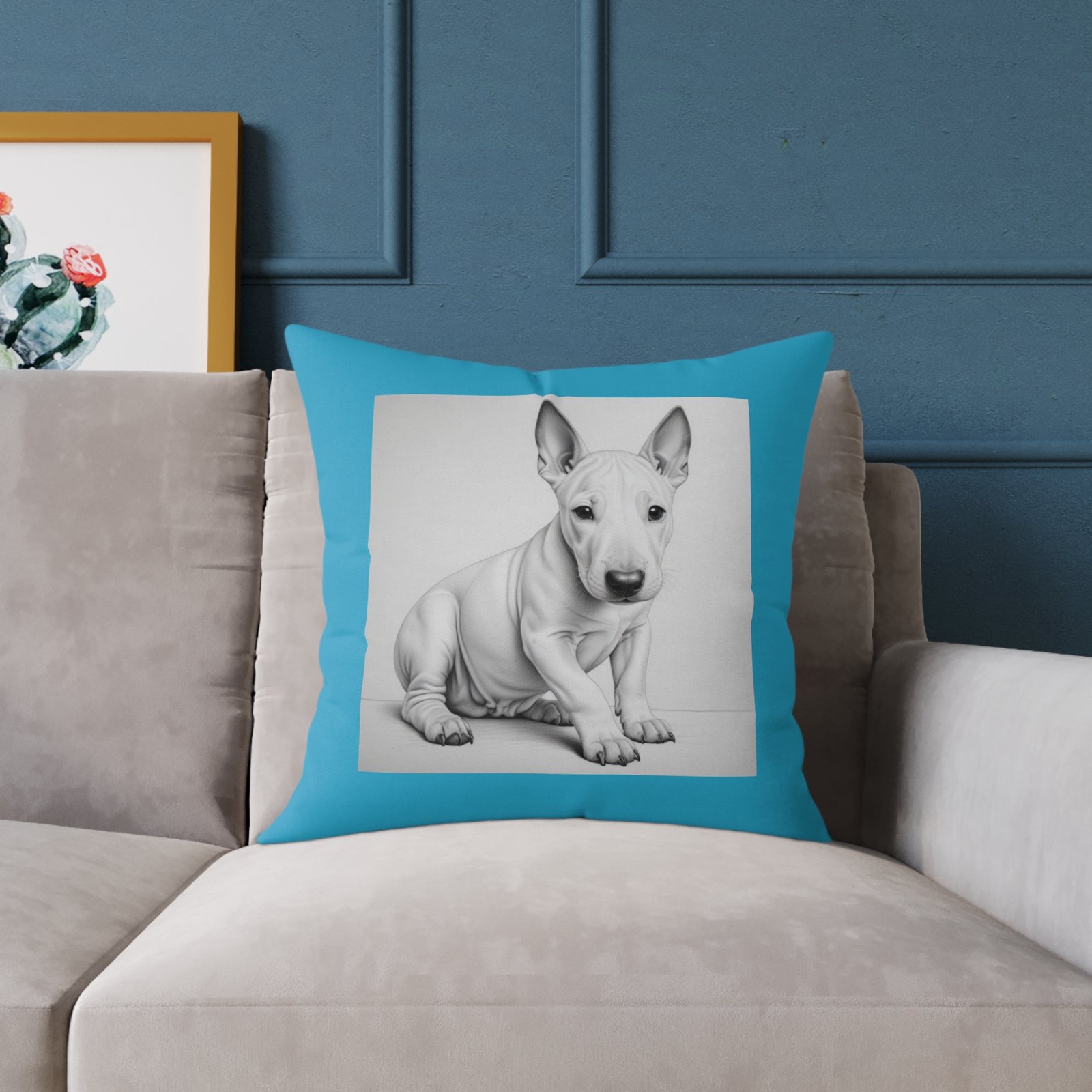 English Bull Terrier Square Poly Canvas Pillow - Image 11