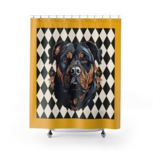 Rottweiler Shower Curtain | Cozy Pet Decor, Dog Lover Gift, Rustic Bathroom Accessory, Home Decoration
