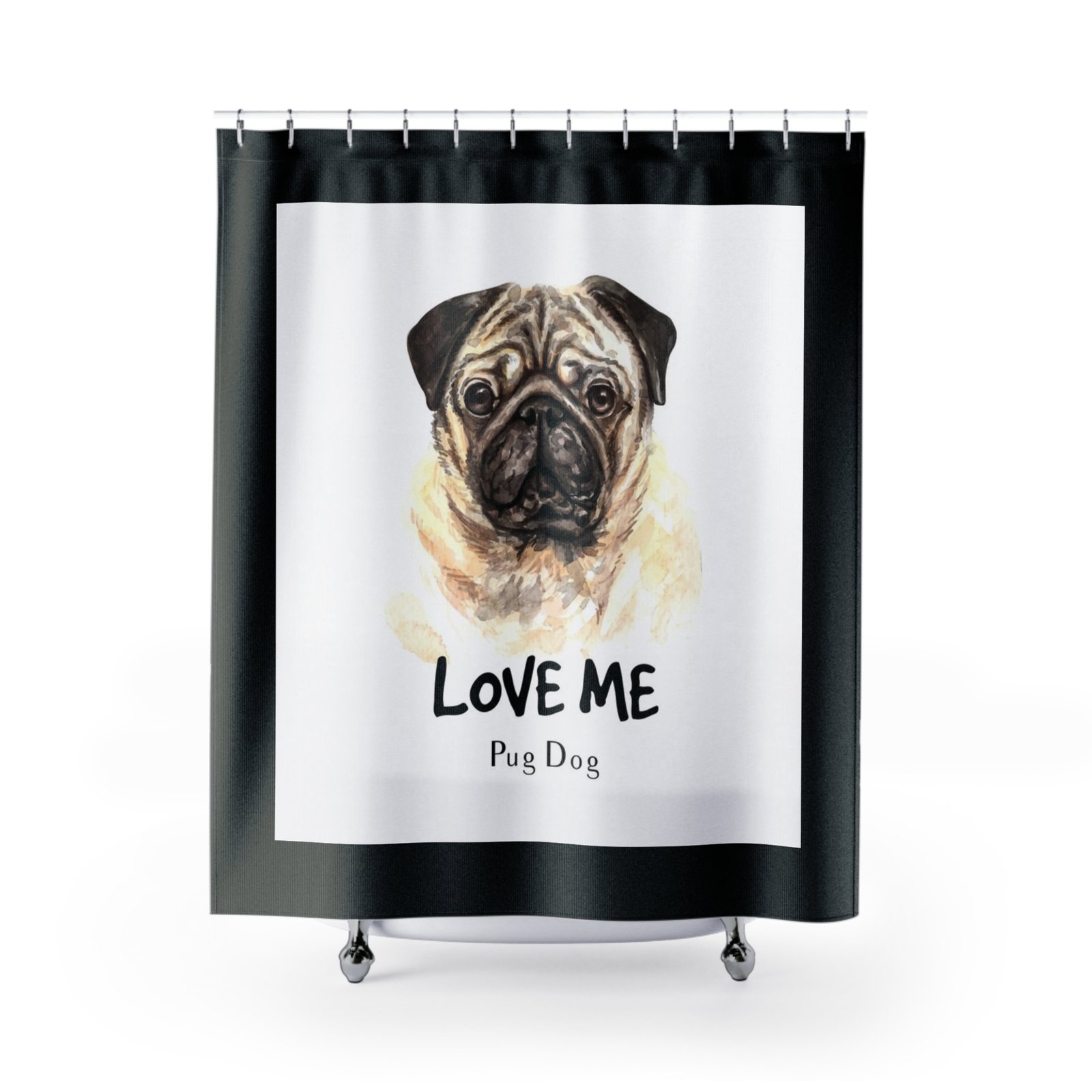 Pug Dog Lover Funny Shower Curtain | Cozy Pet Decor, Dog Lover Gift, Rustic Bathroom Accessory, Home Decoration