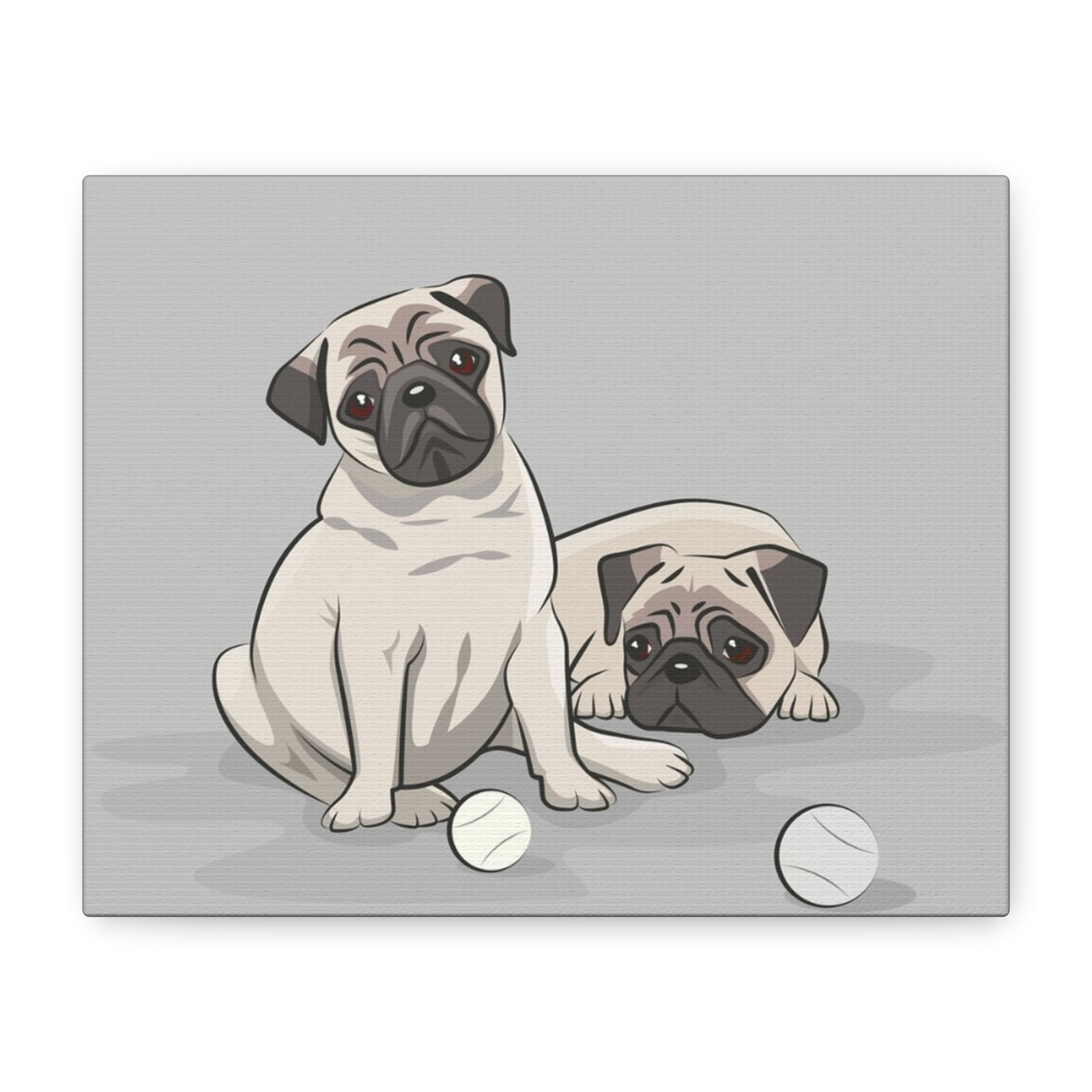Pug Dog Canvas Art - 1.25" Stretched Matte Print for Pet Lovers