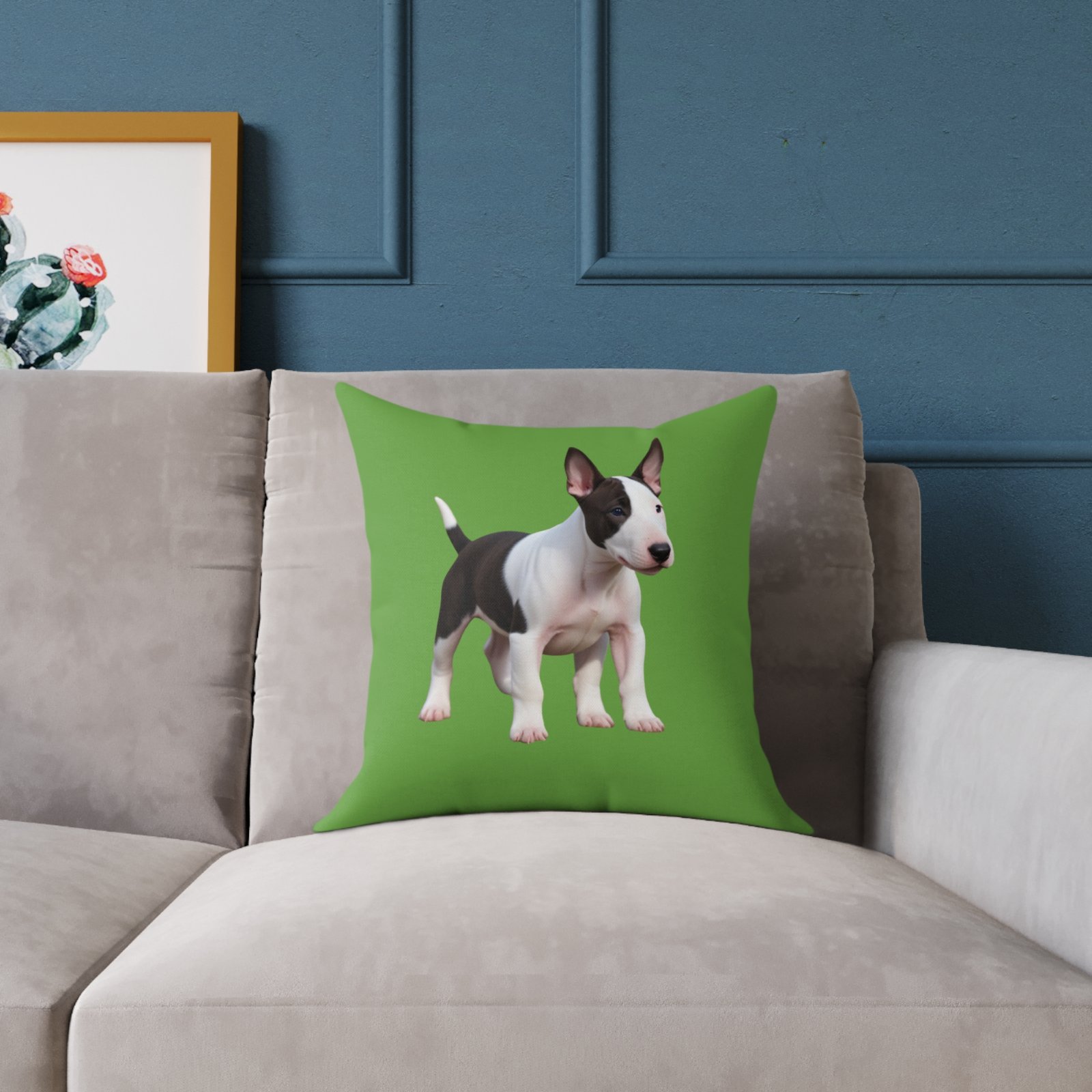 English Bull Terrier Square Poly Canvas Pillow - Image 3