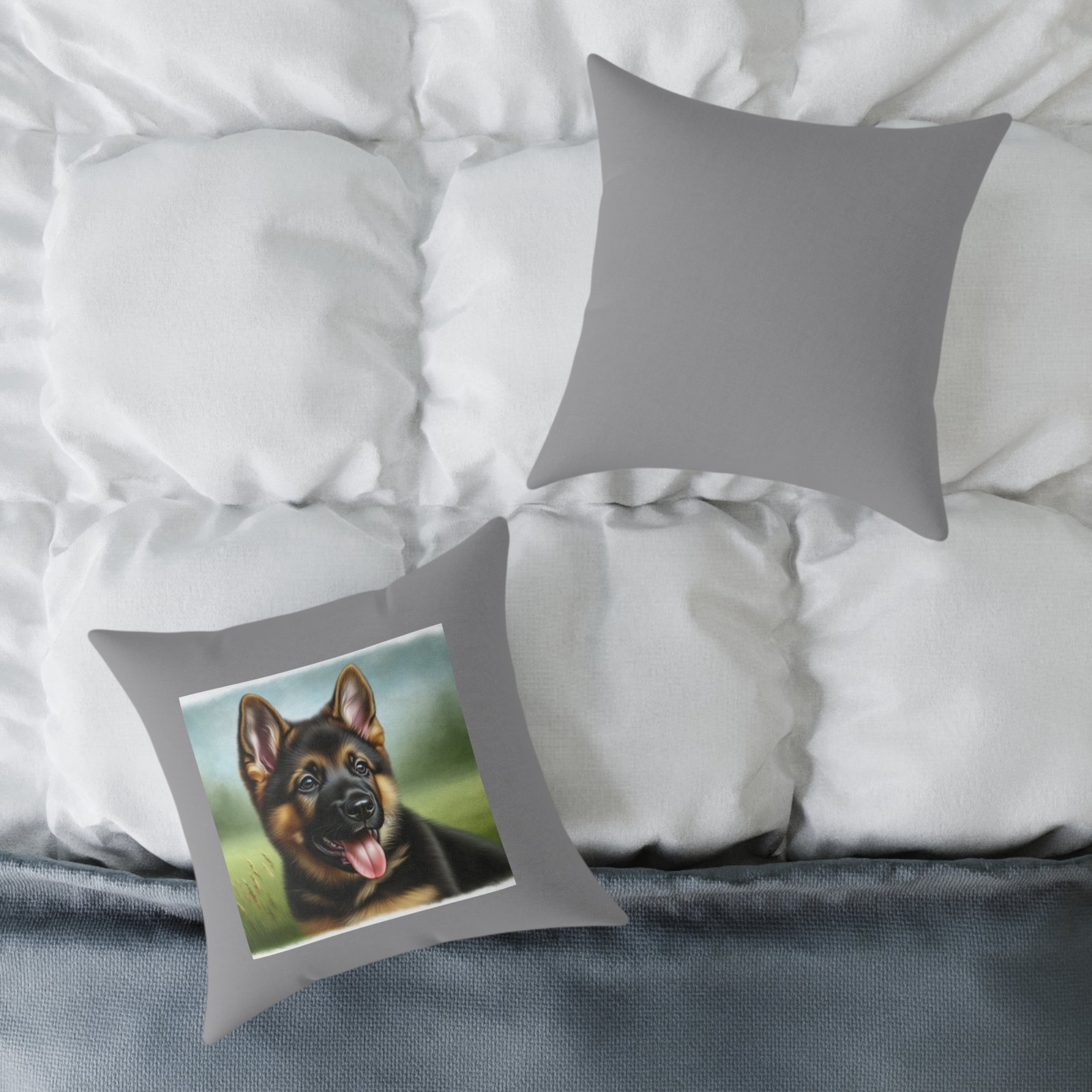 German Shephard Alsation puppy Dog Pet Cushion 08 Square Poly Canvas Pillow 08 - Image 8