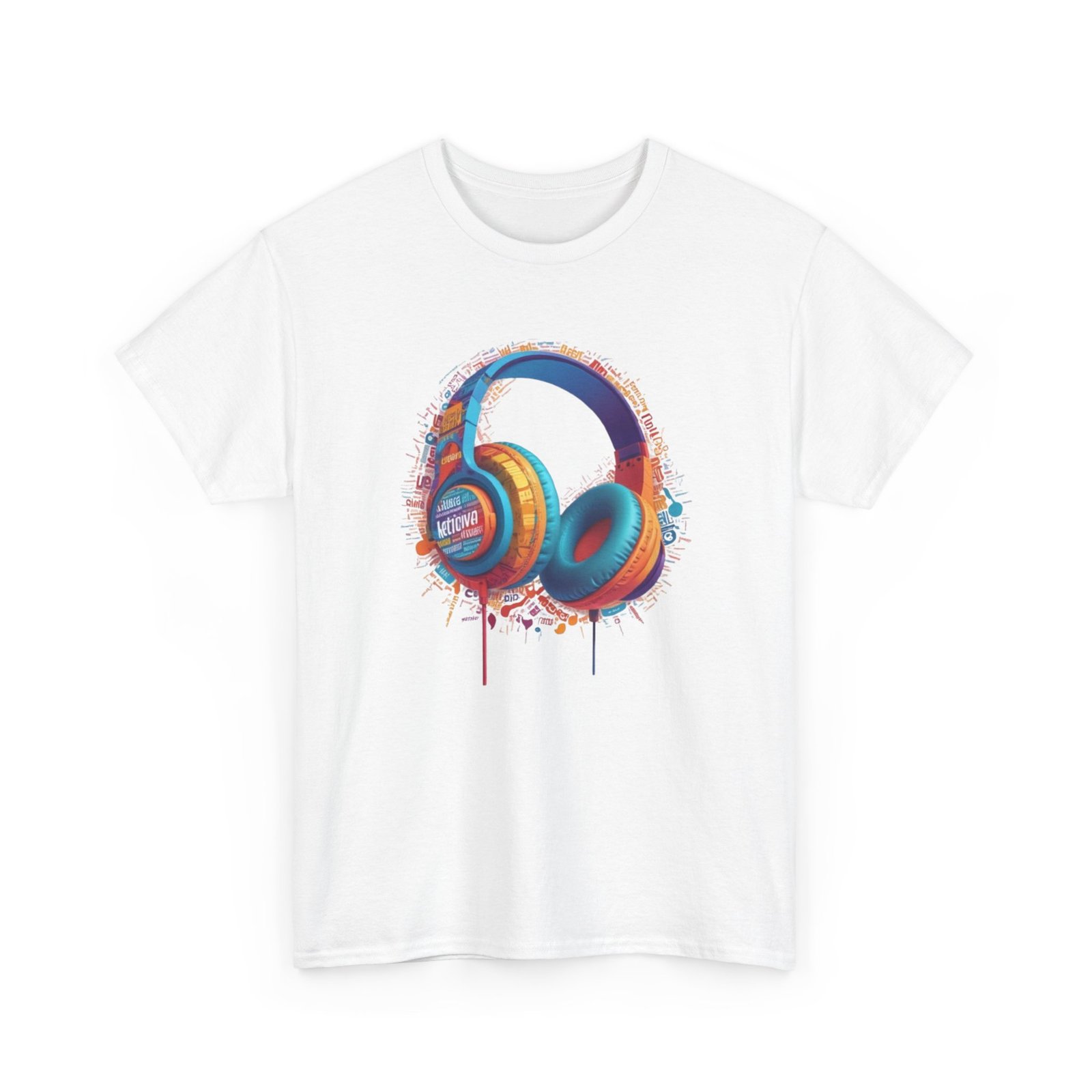 Headphones Music Unisex Heavy Cotton Tee - Image 3