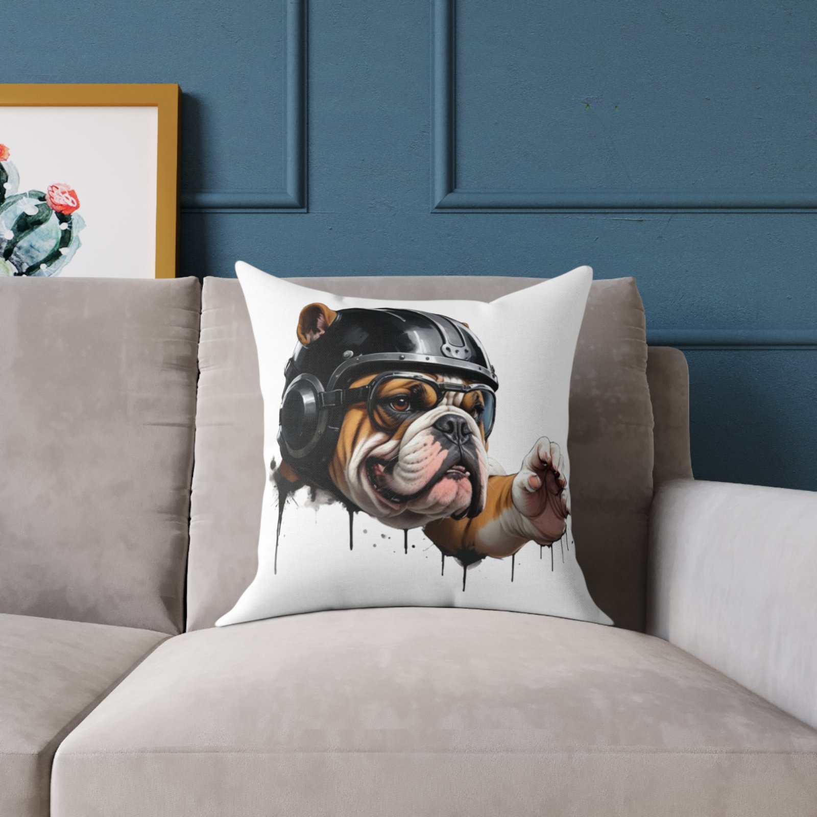 Flight Of The Bulldog Square Poly Canvas Pillow - Image 7