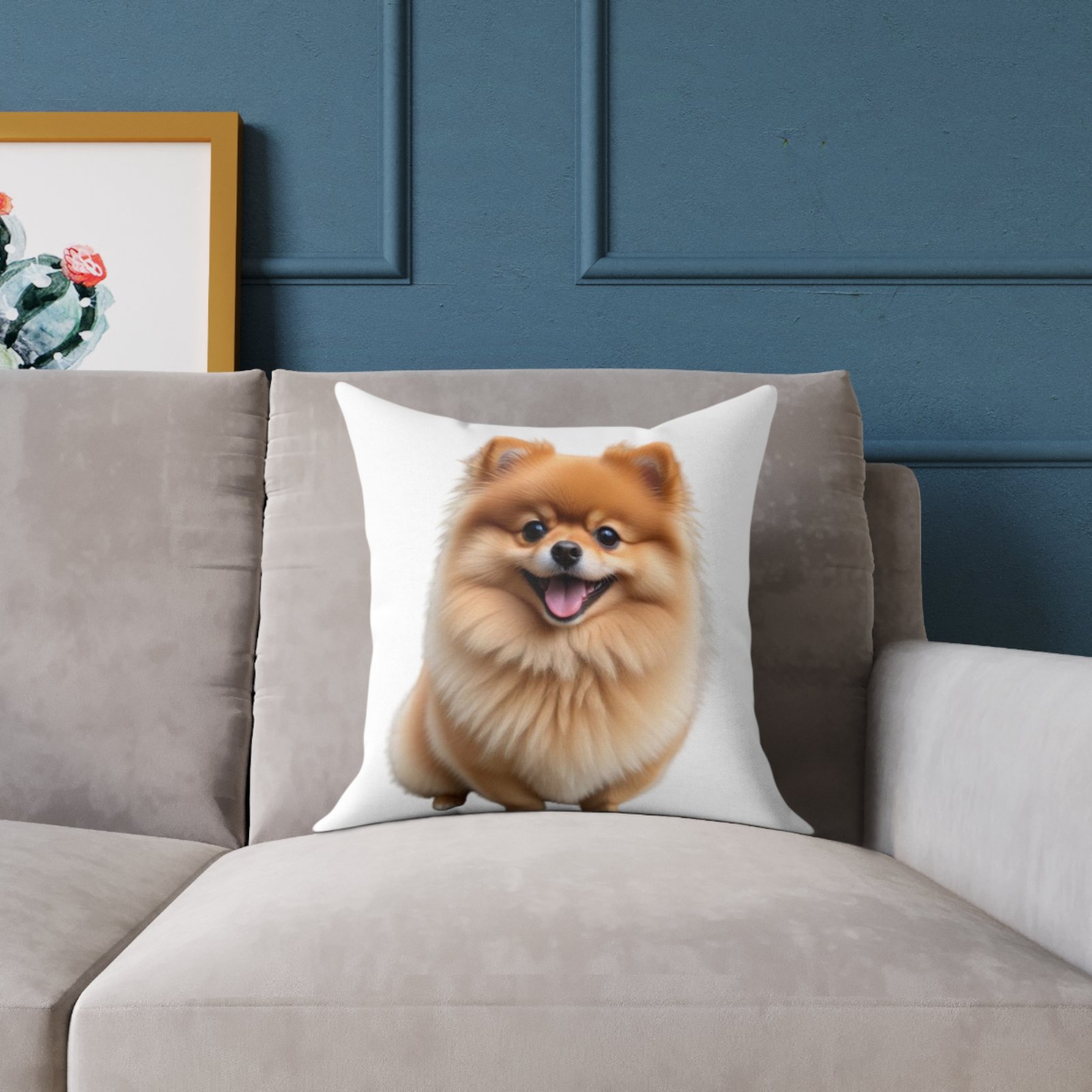 Pomeranian Dog Square Poly Canvas Pillow - Image 3