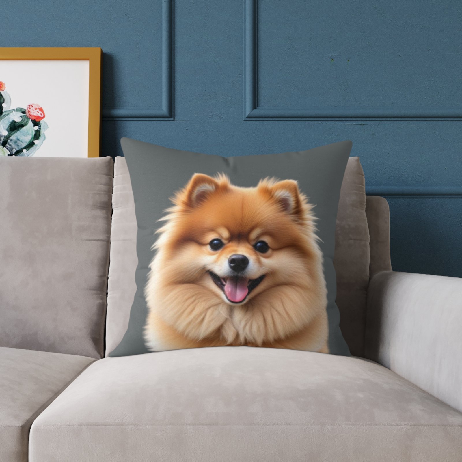 Pomeranian Dog Square Poly Canvas Pillow - Image 11