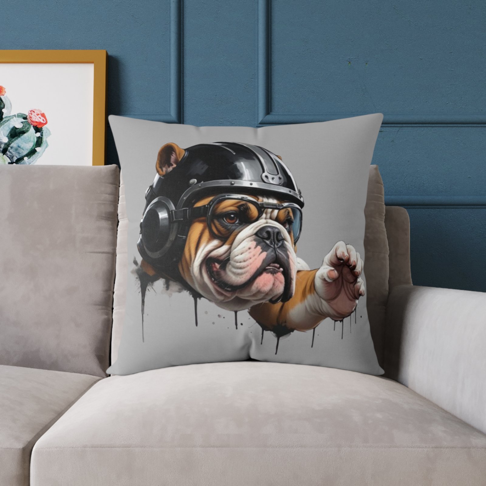 Flight Of The Bulldog Square Poly Canvas Pillow - Image 15