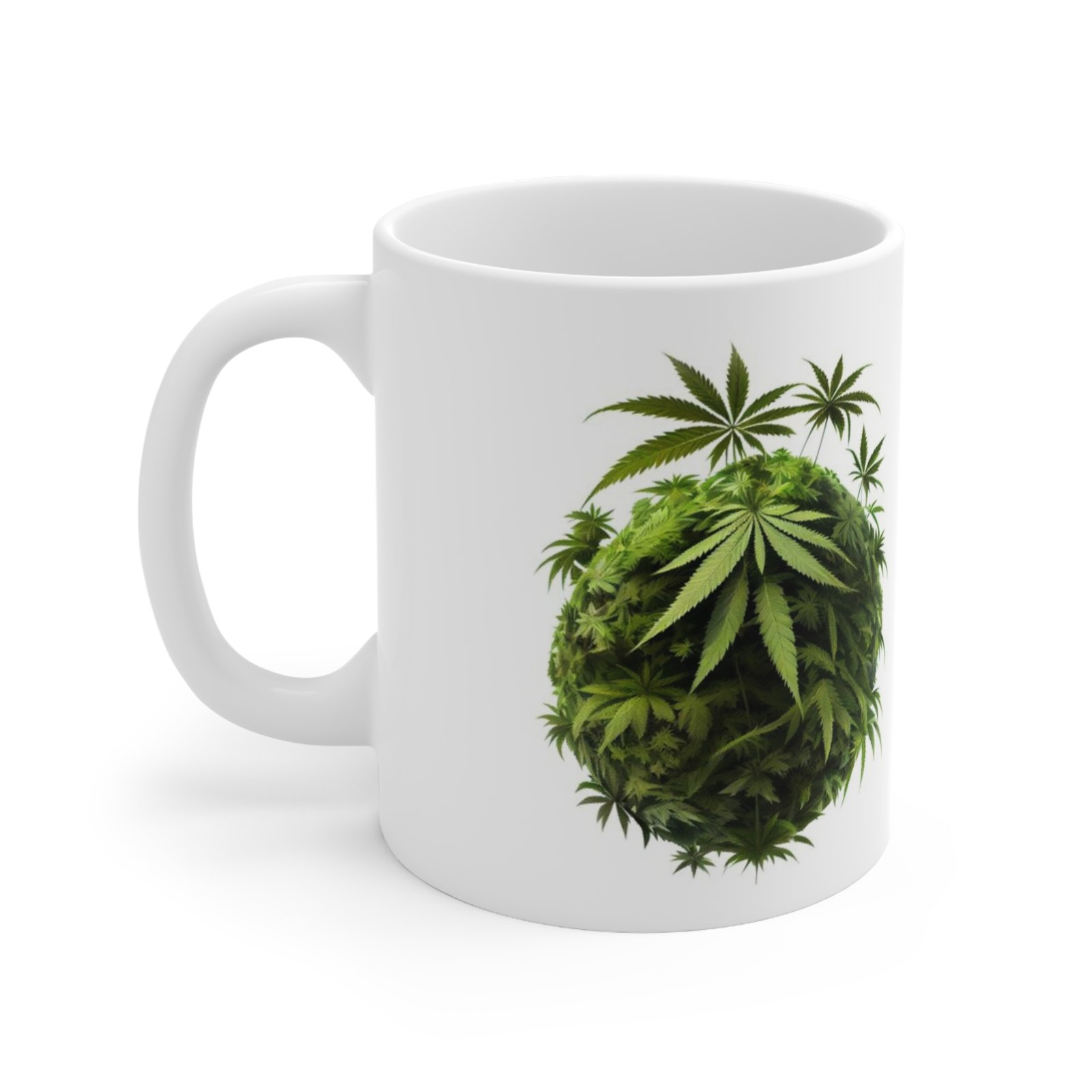 Cannabis Leaves Print Ceramic Coffee Cups, 11oz, 15oz - Image 2