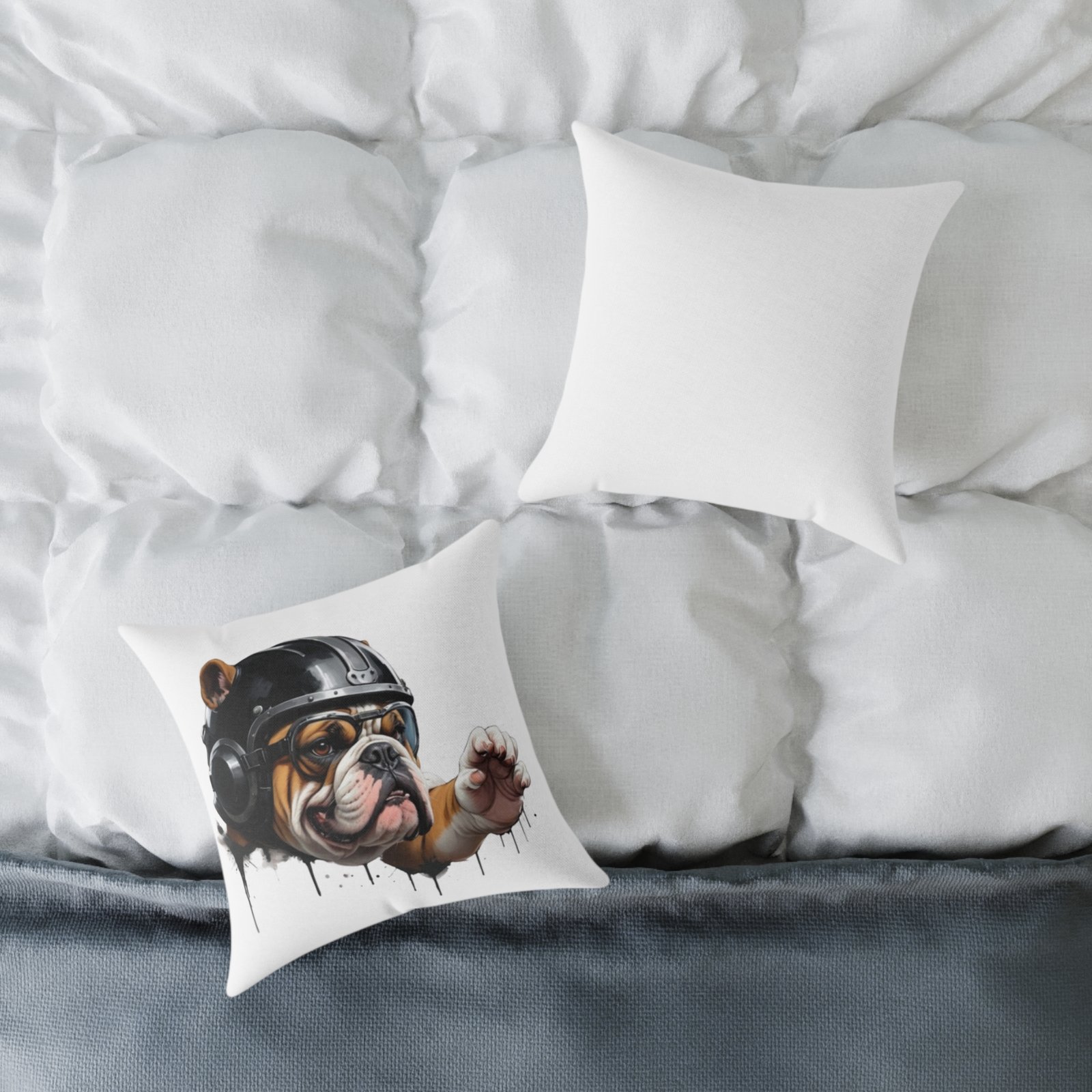 Flight Of The Bulldog Square Poly Canvas Pillow - Image 4
