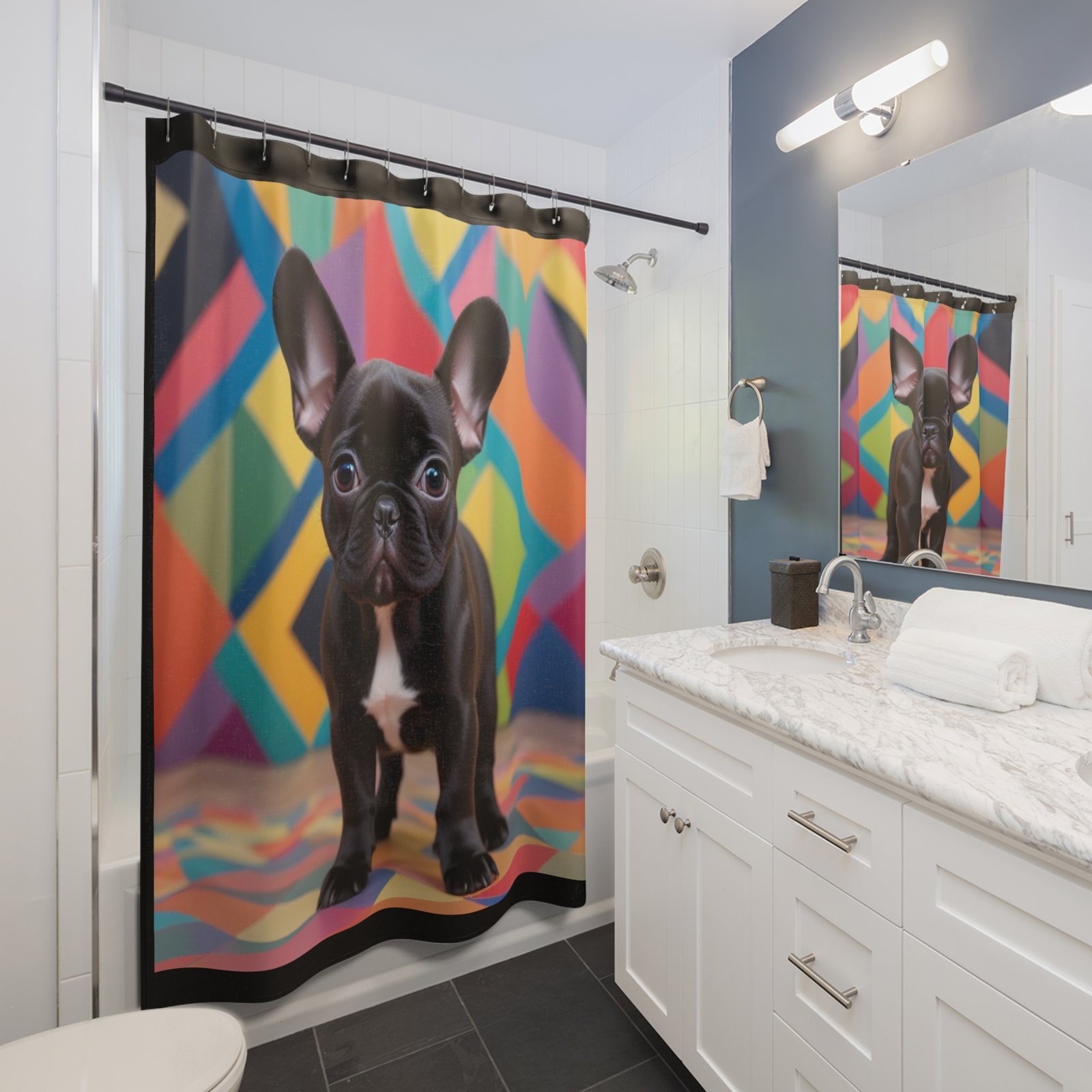 Shower Curtains Dog Bull Dog - Image 3