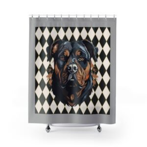 Rottweiler Shower Curtain | Cozy Pet Decor, Dog Lover Gift, Rustic Bathroom Accessory, Home Decoration
