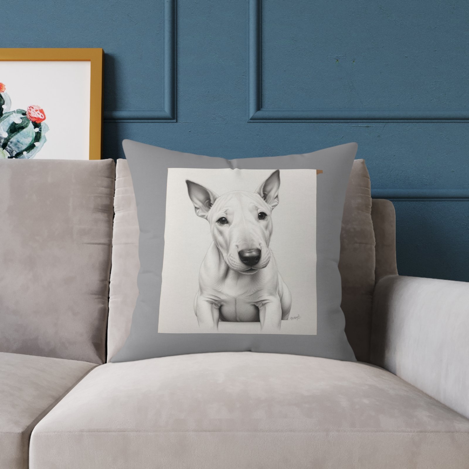 English Bull Terrier Square Poly Canvas Pillow - Image 11