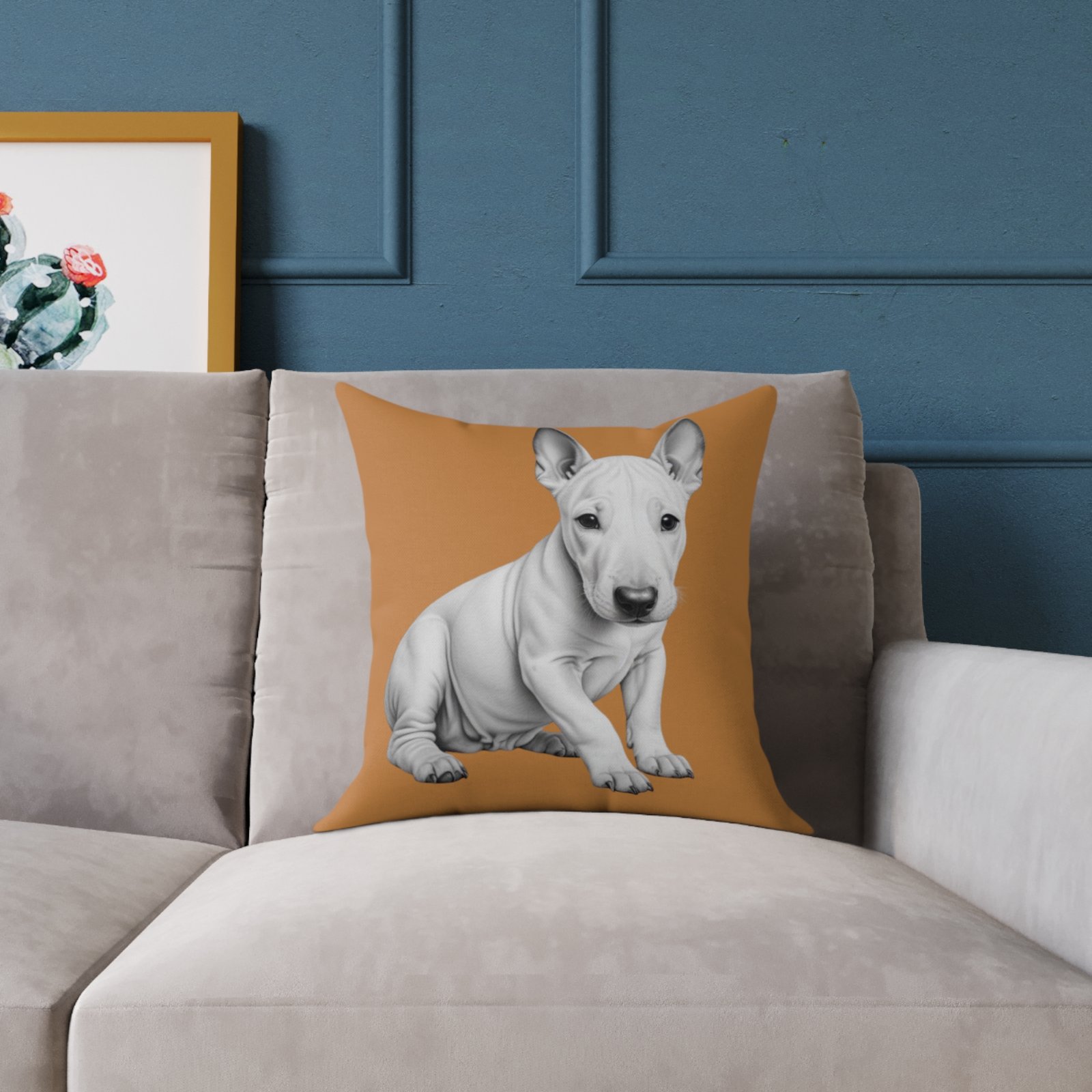English Bull Terrier Square Poly Canvas Pillow - Image 3
