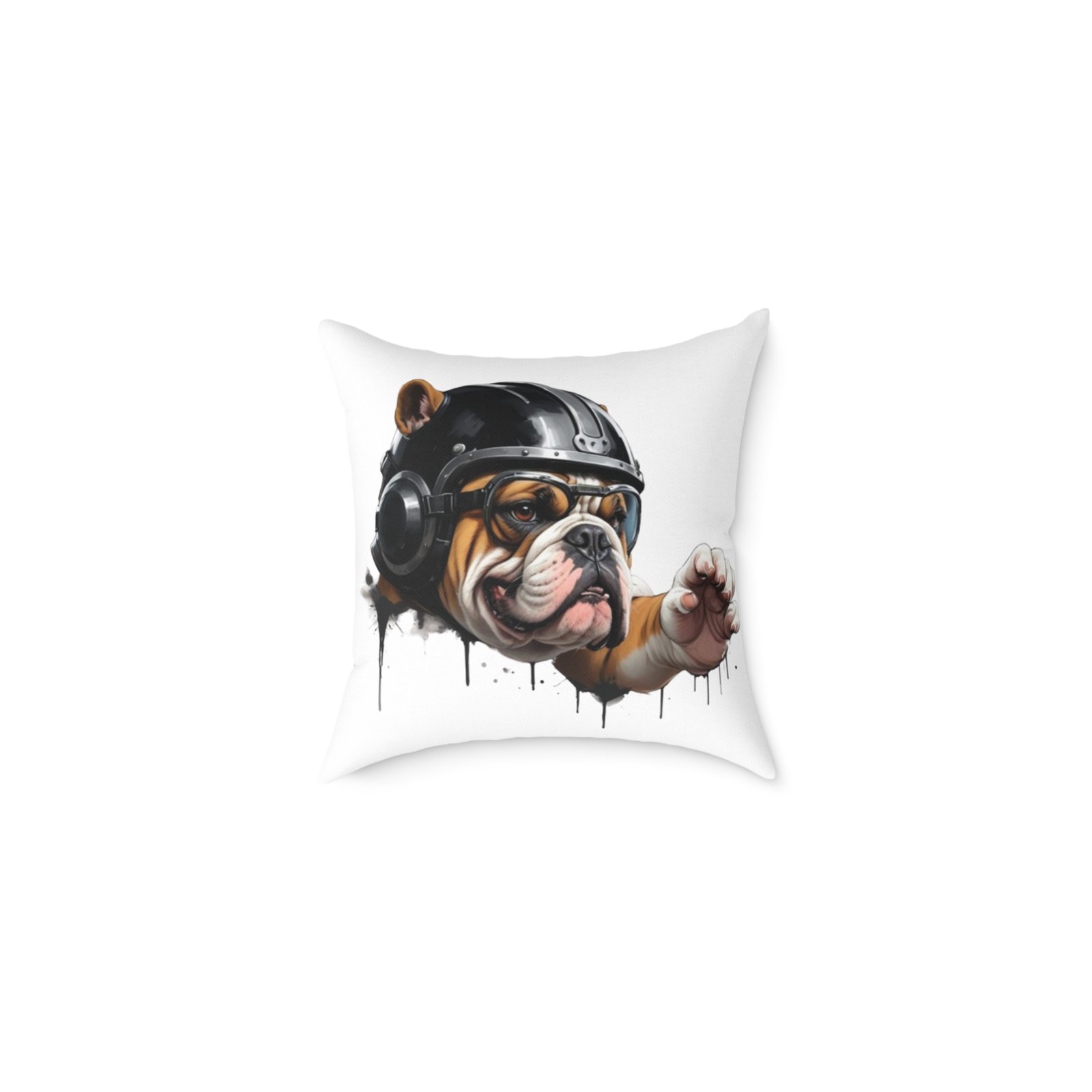 Flight Of The Bulldog Square Poly Canvas Pillow