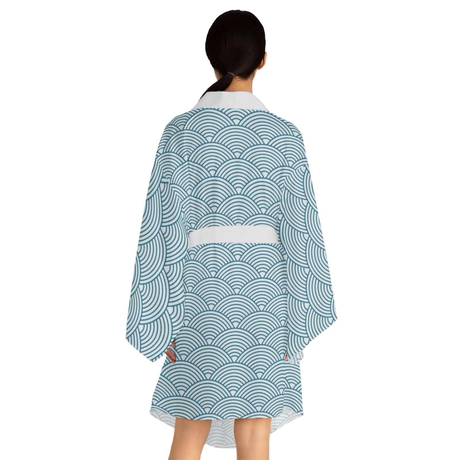 Oriental Stylish Long Sleeve Kimono Robe with Unique Print - Perfect for Relaxation and Home Spa Days - Image 4