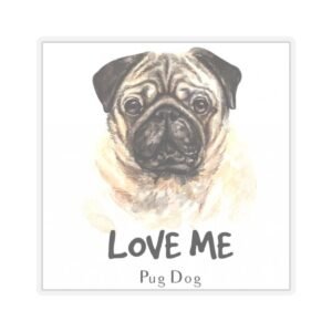 Pug Dog Lover Kiss-Cut Stickers, Pet Lover Decor, Laptop Decals, Car Stickers, Animal Graphics, Gift for Dog Owners