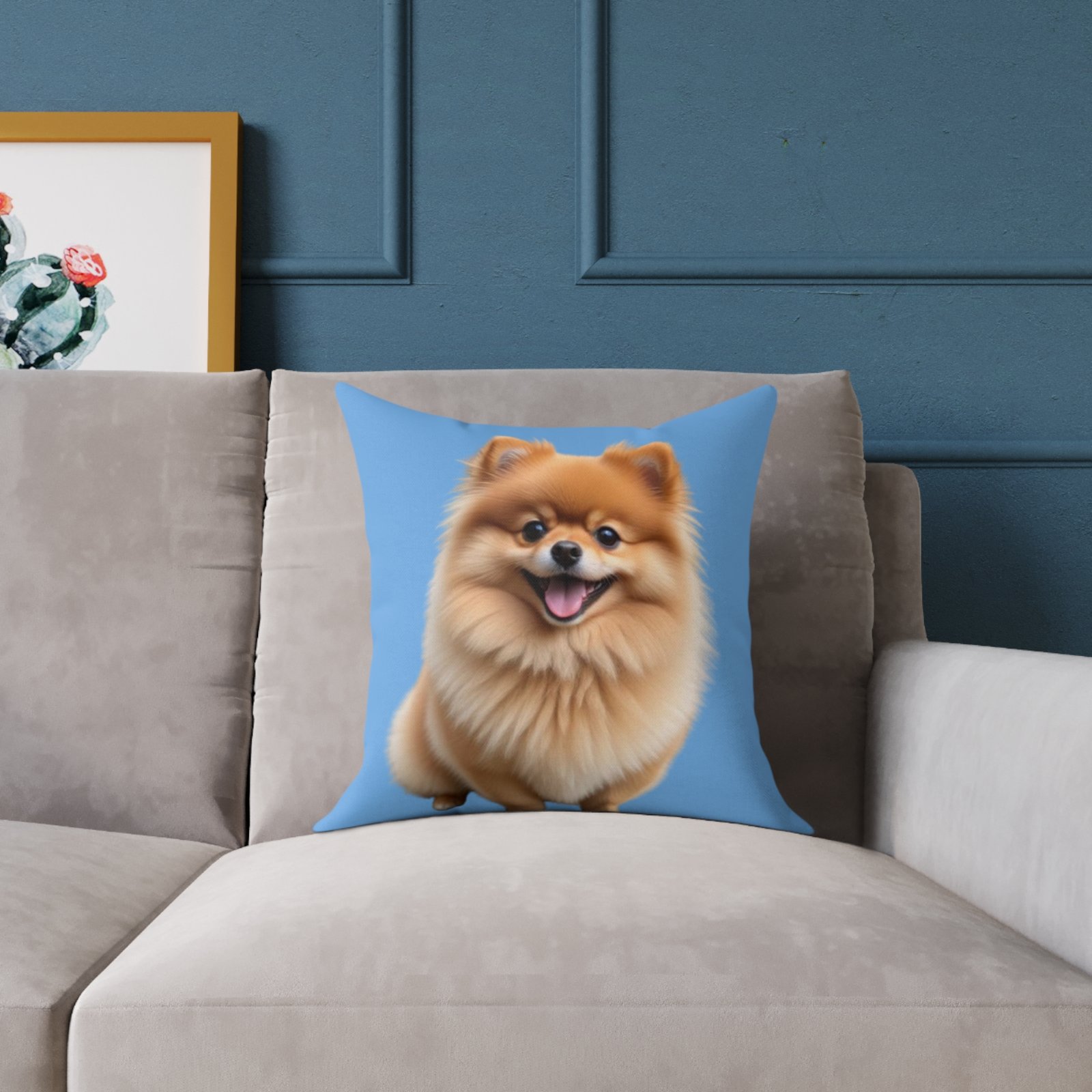 Pomeranian Dog Square Poly Canvas Pillow - Image 3