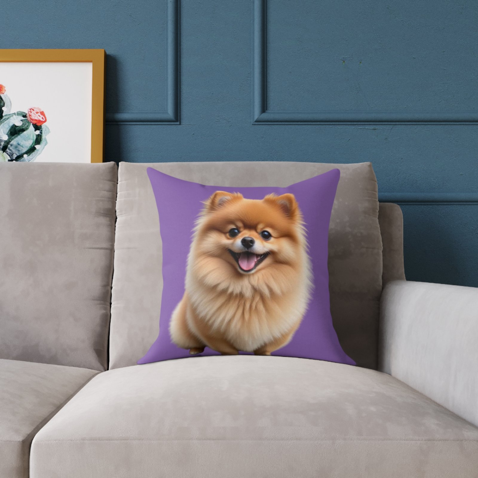 Pomeranian Dog Square Poly Canvas Pillow - Image 3