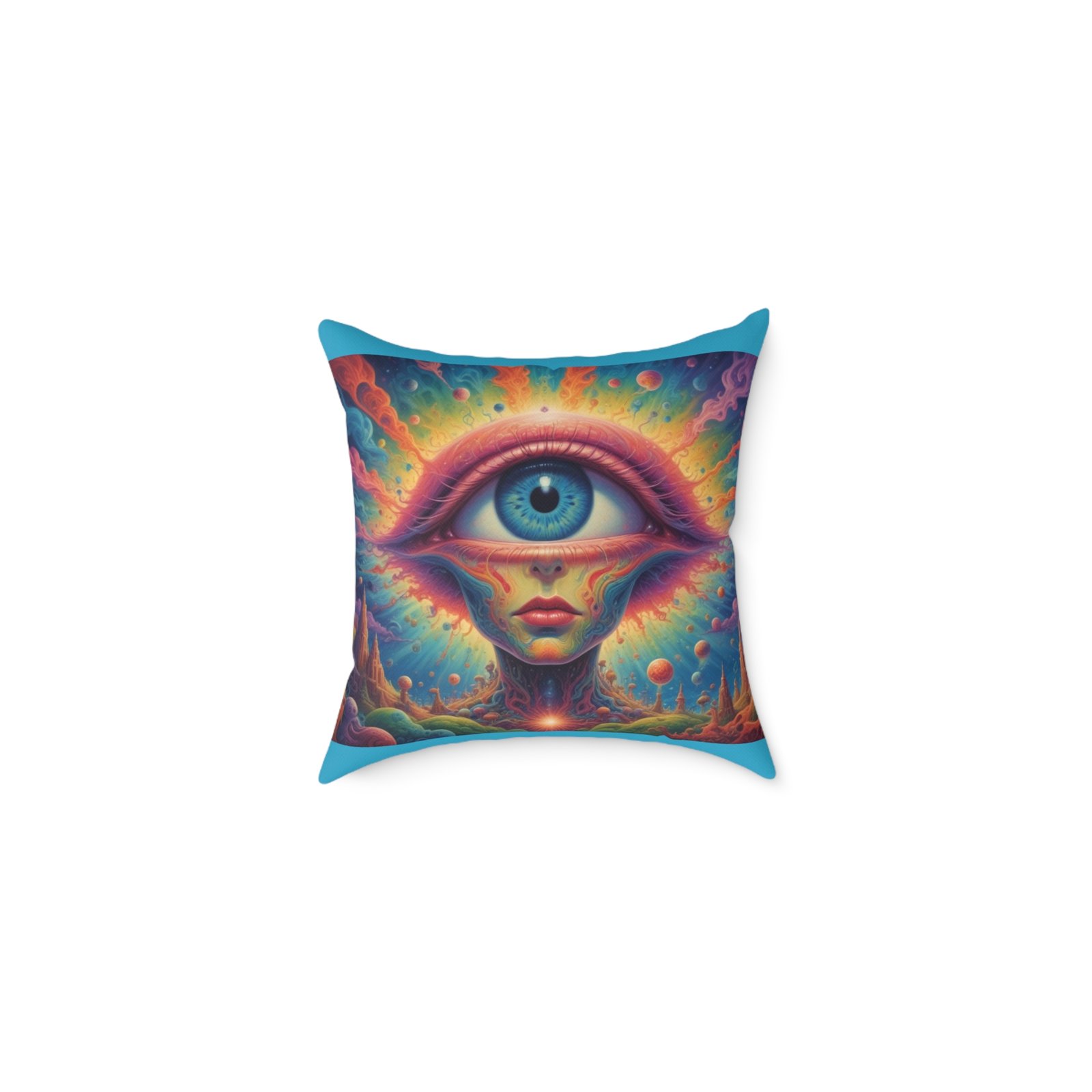 Psychadelic Square Poly Canvas Pillow