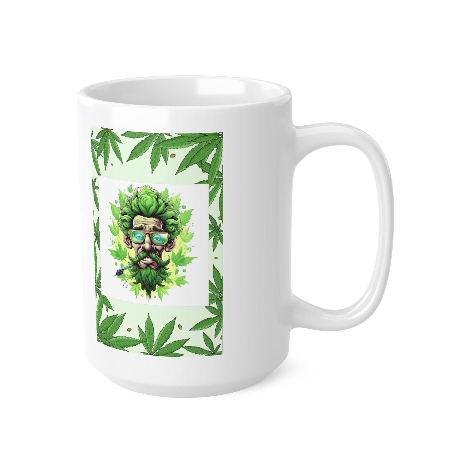 Cannabis Leaves Print Ceramic Coffee Cups, 11oz, 15oz - Image 7