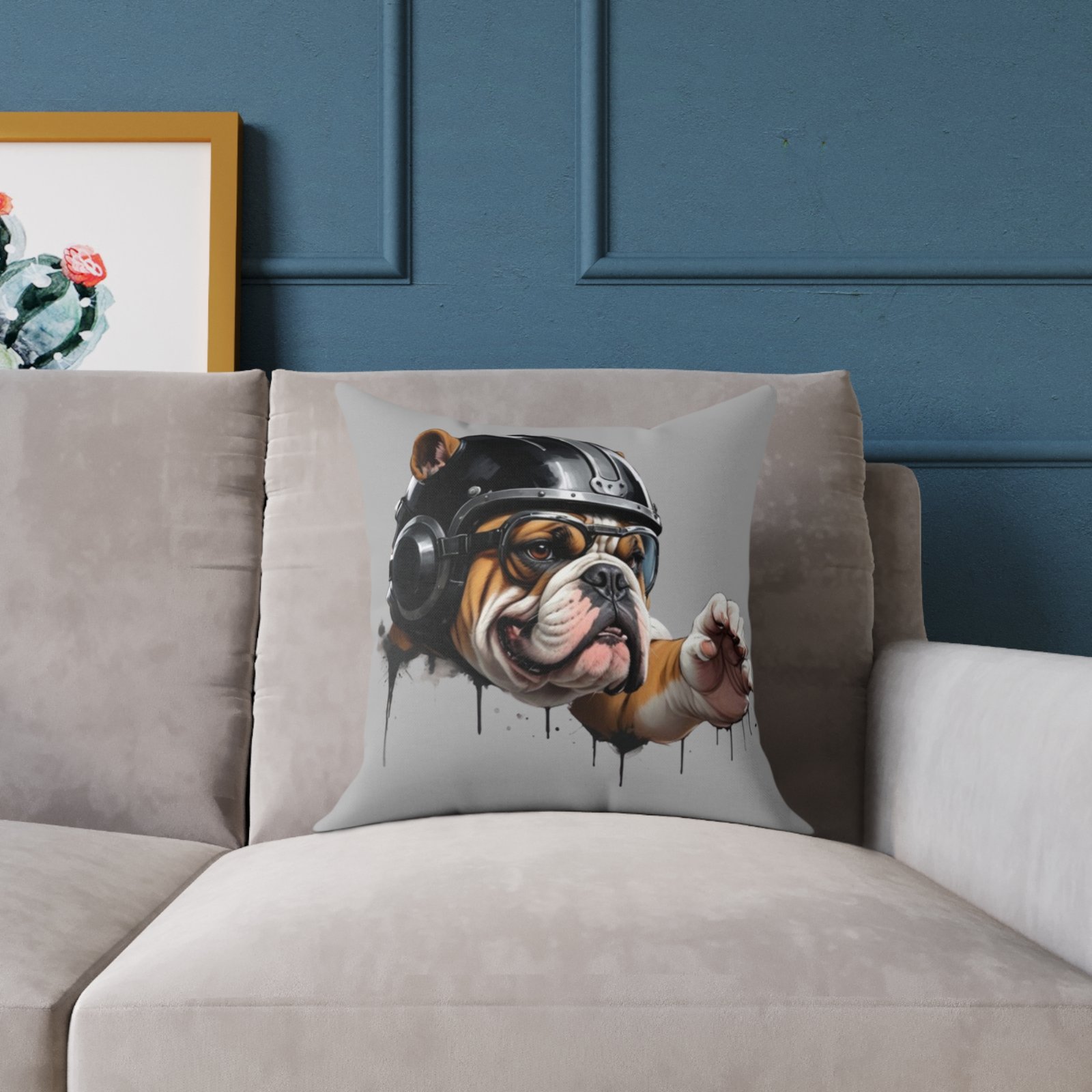 Flight Of The Bulldog Square Poly Canvas Pillow - Image 3