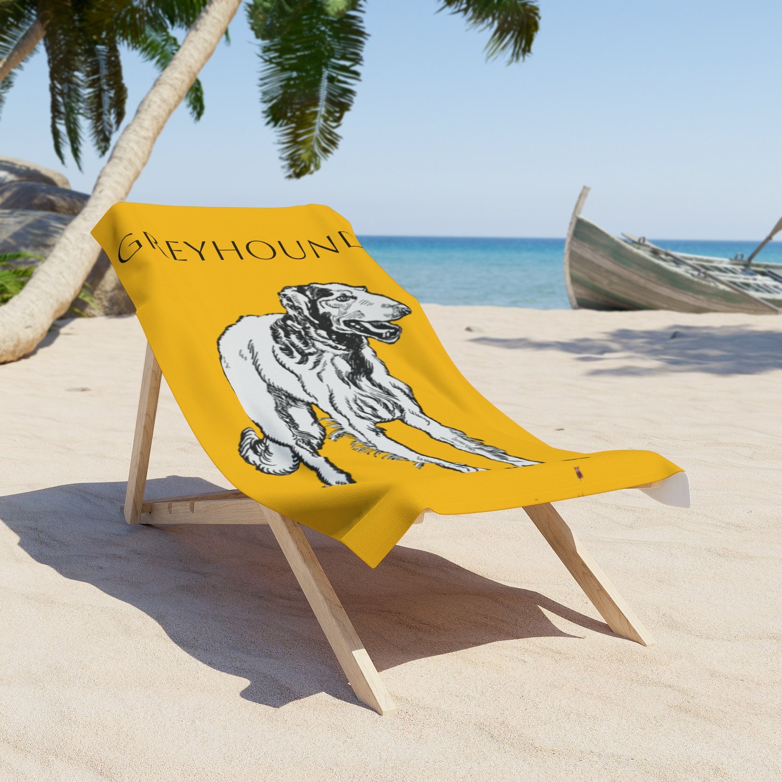 Greyhound Beach Towel, Dog Lover Gift, Beach Day Essential, Summer Accessory, Stained Glass Art Towel - Image 2