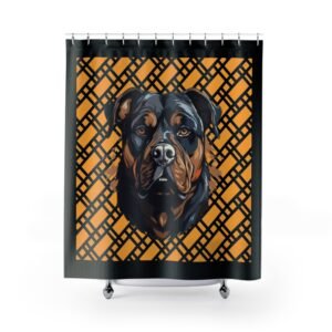 Rottweiler Shower Curtain | Cozy Pet Decor, Dog Lover Gift, Rustic Bathroom Accessory, Home Decoration