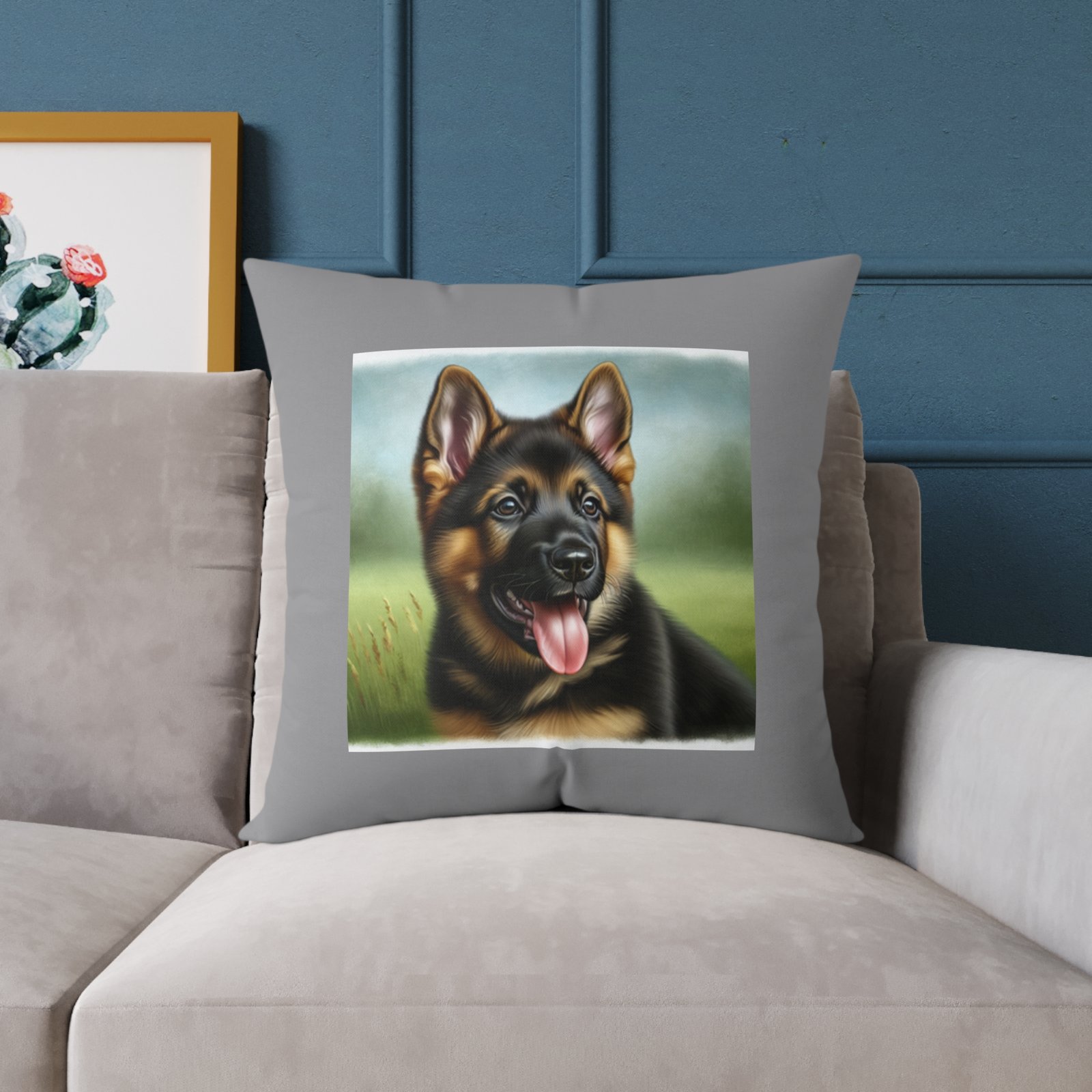 German Shephard Alsation puppy Dog Pet Cushion 08 Square Poly Canvas Pillow 08 - Image 15