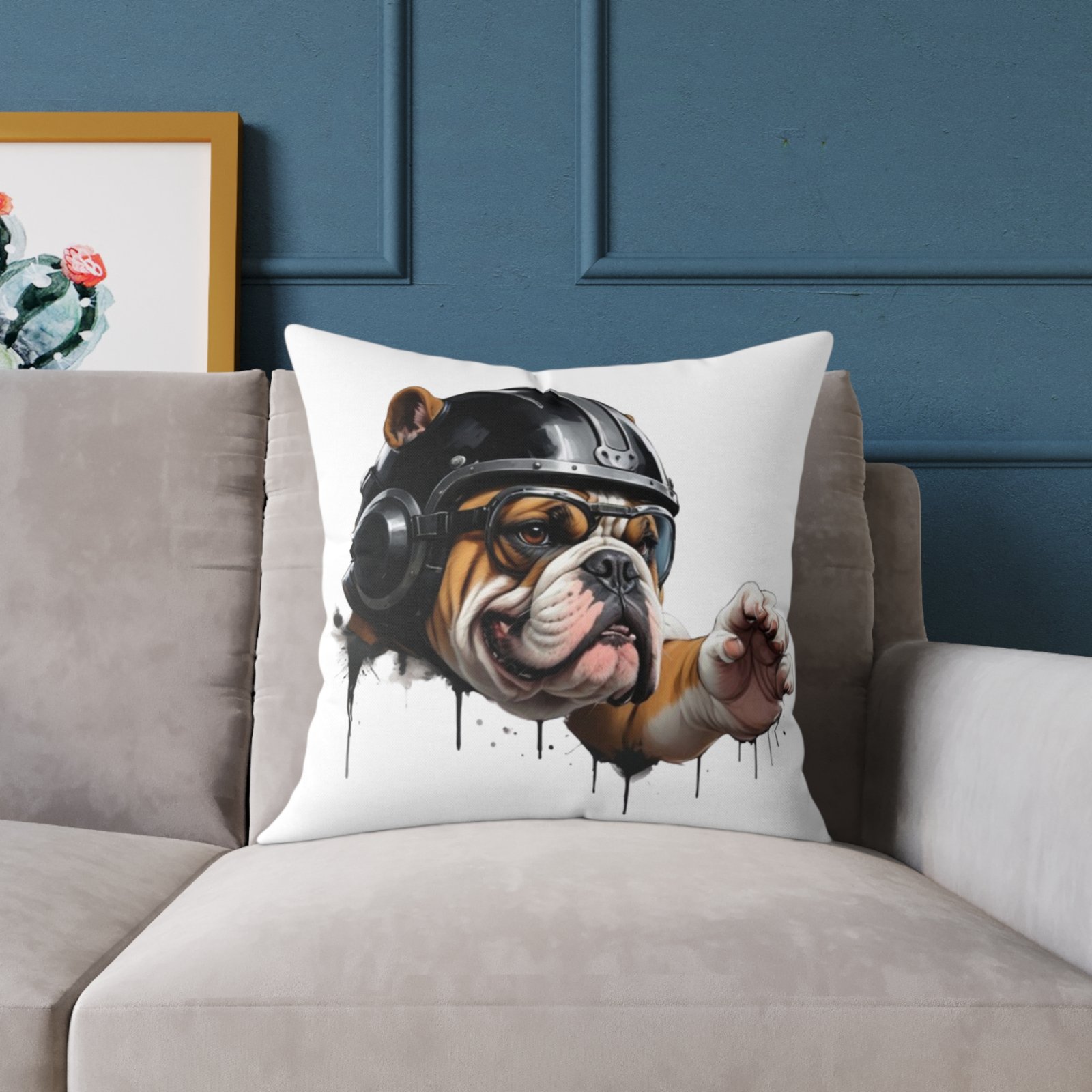 Flight Of The Bulldog Square Poly Canvas Pillow - Image 11